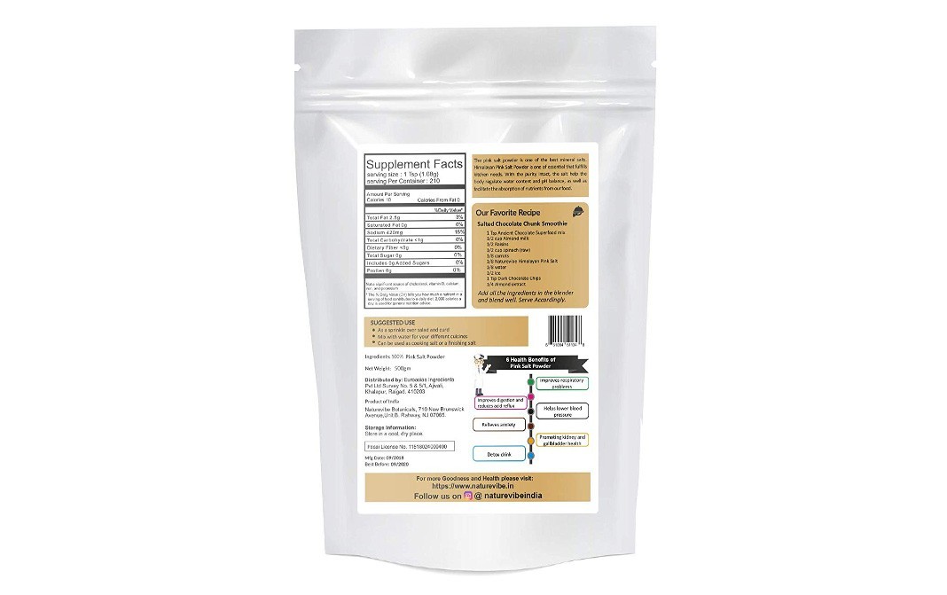 Naturevibe Botanicals Organic Himalayan Pink Salt    Pack  500 grams